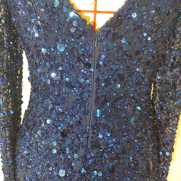 Aidan Mattox Sapphire Sequin Dress - Picture 7 of 9